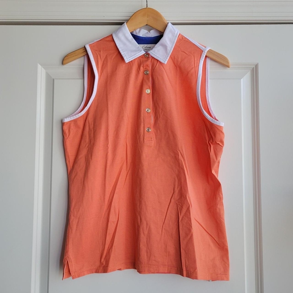 Bobby Jones White Polo with Royal Blue Trim and Coral Interior